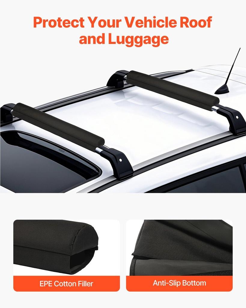 Roof Rack Pads for Crossbar 88lbs Load Capacity for Kayak Canoe Surfboard