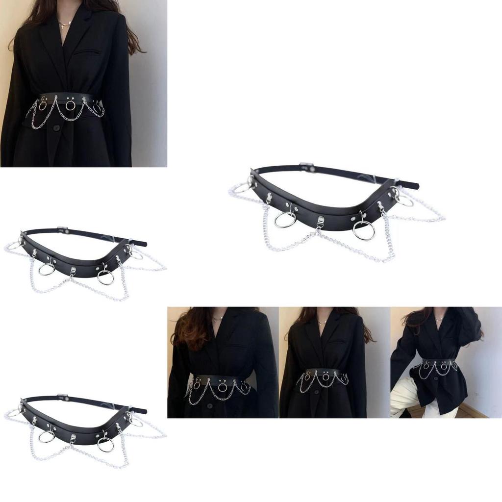 Trendy Black Wide Waist Chain Belt For Women Perfect For Dresses And Coats