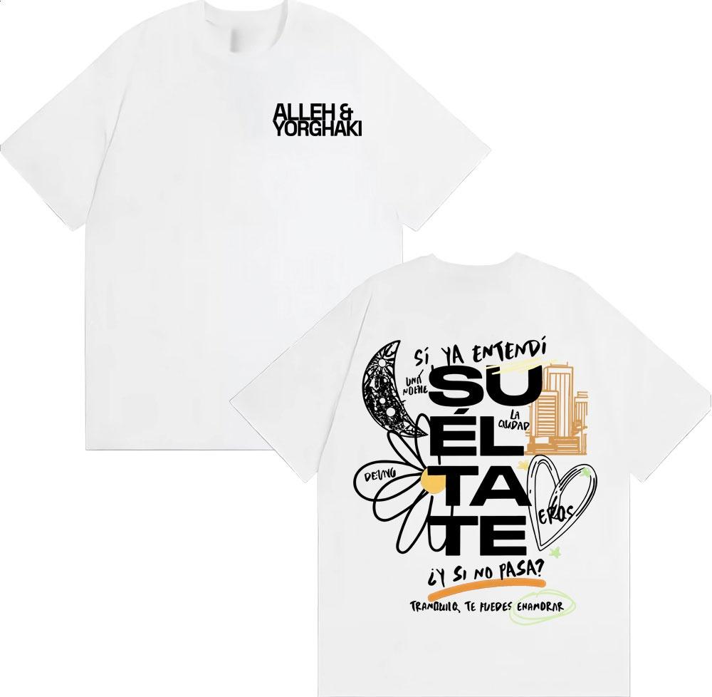 2025 Summer Alleh Yorghaki Su El Ta Te Letter Print T-shirts Unisex High Street Trending Oversized Men O-Neck Cotton Tshirt Y2k
