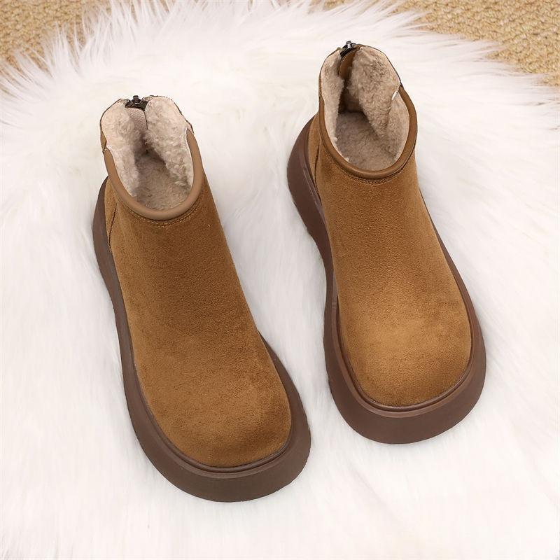

Новый стиль зимние ботинки, флисовые теплые хлопковые ботинки, универсальная повседневная женская обувь, ботильоны 35 темно-коричневого