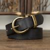 Women's Belt Vintage Crumpled Korean Style Fashion All-Matching Brass Buckle Genuine Leather Jeans Belt Women's
