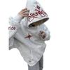 Unisex Embroidered Velvet Hoodie - Retro Loose Fit for Autumn/Winter