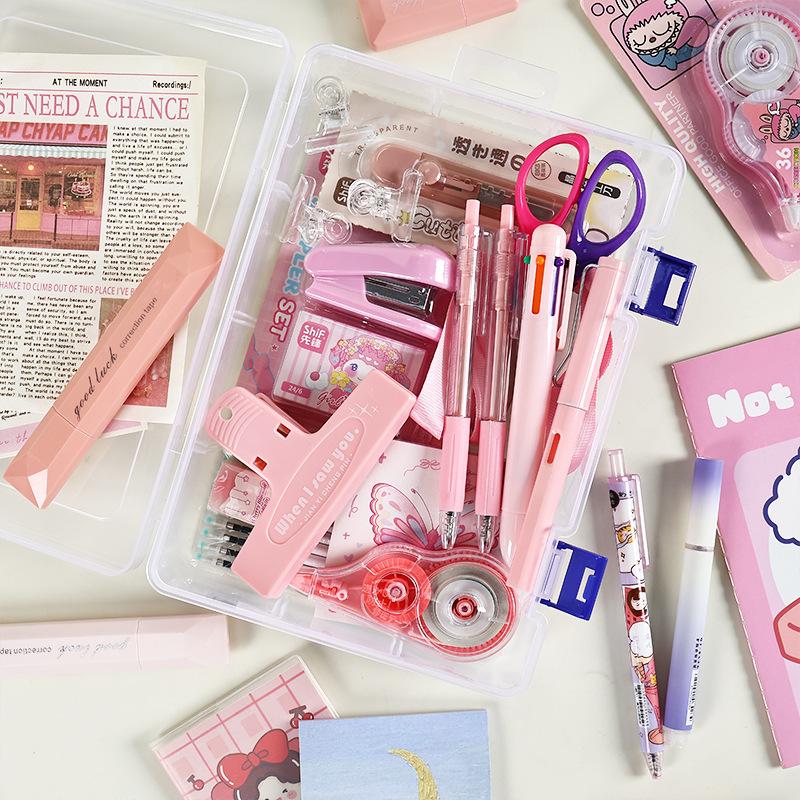 Colorful Stationery Set: Scissors, Notebook, Stapler & Storage Box - Perfect Gift for Students & Office Use