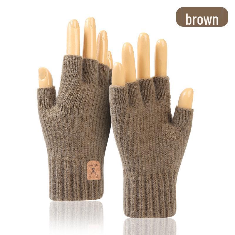 Men's Winter Touchscreen Cycling Gloves - Warm Fleece-lined Alpaca Wool Knit