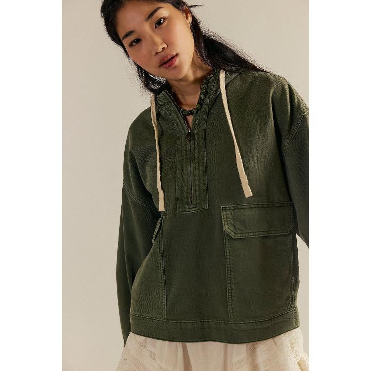 Women Loose Fit Denim Hooded Jacket with Zipper and Drawstring Multi Color Casual Jacket