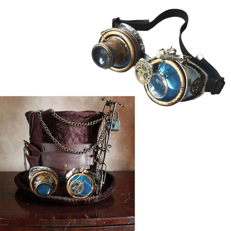 Goth Steampunk Goggles Welding Vintage Cosplay Glasses Halloween Eyewears Accessory for Women Men Cosplay Party