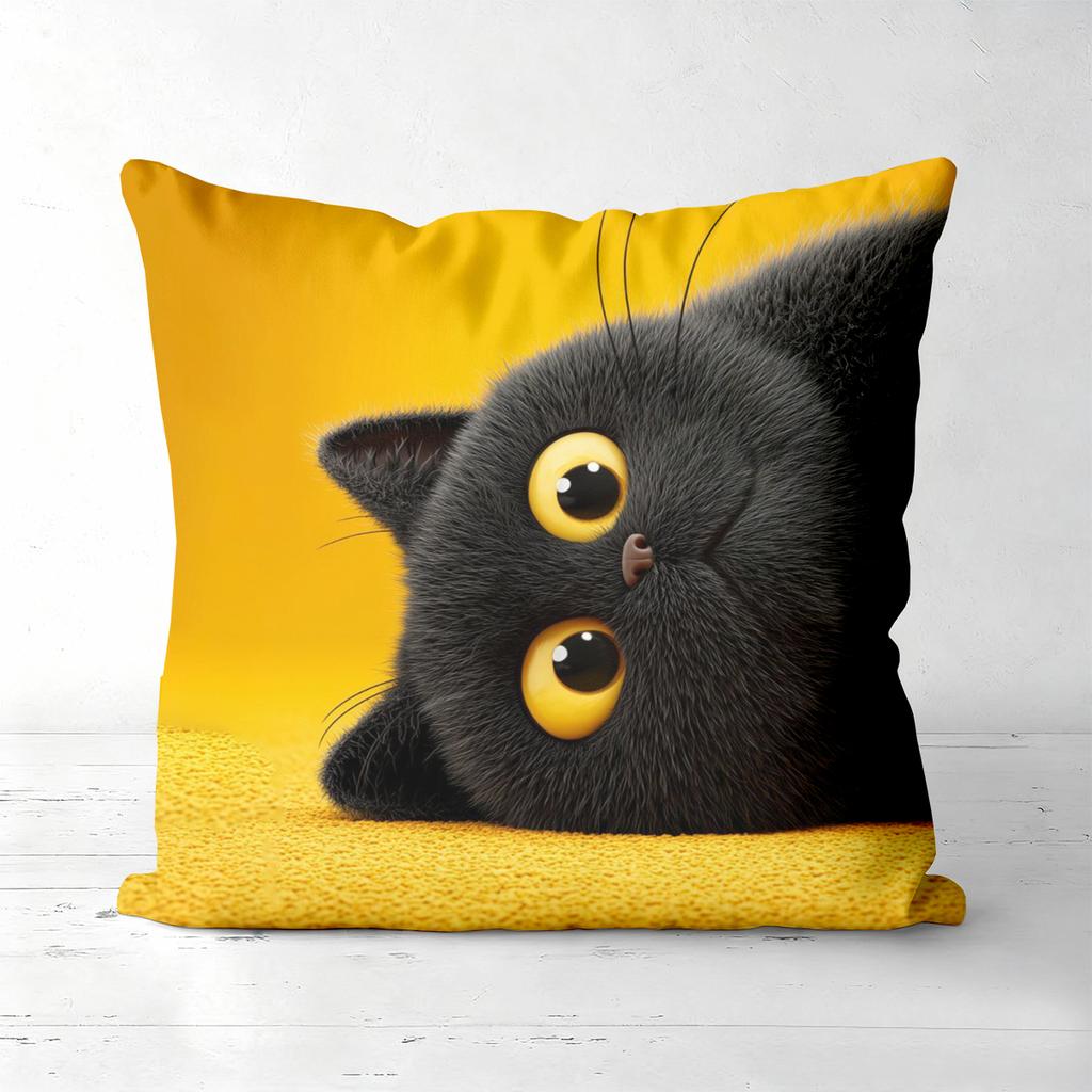 Cute Black Cat Printed Throw Pillow Cushions Polyester pillowcase, sofa decorative cushion cov Headboard Pillow