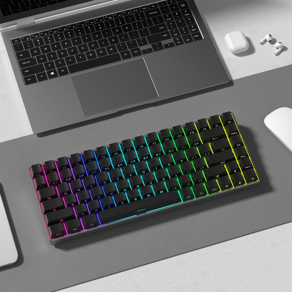 Womier 123-Key Double-Shot PBT Light-Transmitting Keycaps with Cherry Profile for Mechanical Keyboards and PCs (Black)