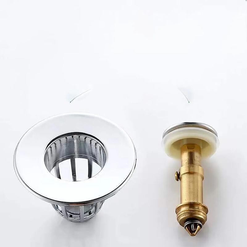 With Hair Catcher Bathroom Sink Drain Stopper Easy Push Type Universal Rebound Drain Plug Filter Basin Pop Up Chrome Sink Filter