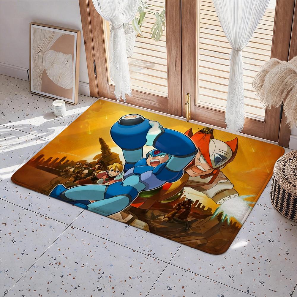 Game M Mega Man Floor Mat Eco Flannel Doormat Non Slip Odorless Indoor Floor Rug Soft Short Plush Home Mat