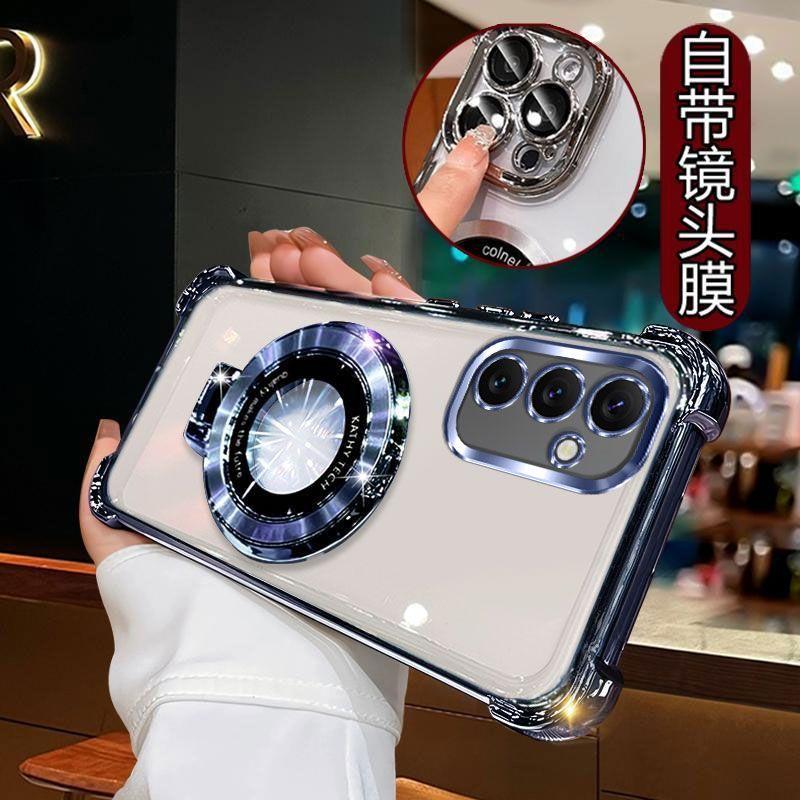 Wstrząsoodporne Brokatowe Platerowane Magnetyczne Etui z Uchwytem Dla Samsung Galaxy A05 A05S A04 A04E A03S A02S A03 A02 A51 A71 A21S A31 Cover