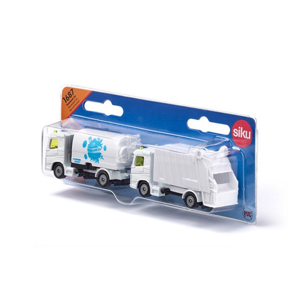 Siku SK1687 Die-cast Street Sweeper and Refuse Truck Miniature Set (Collectible Toy)