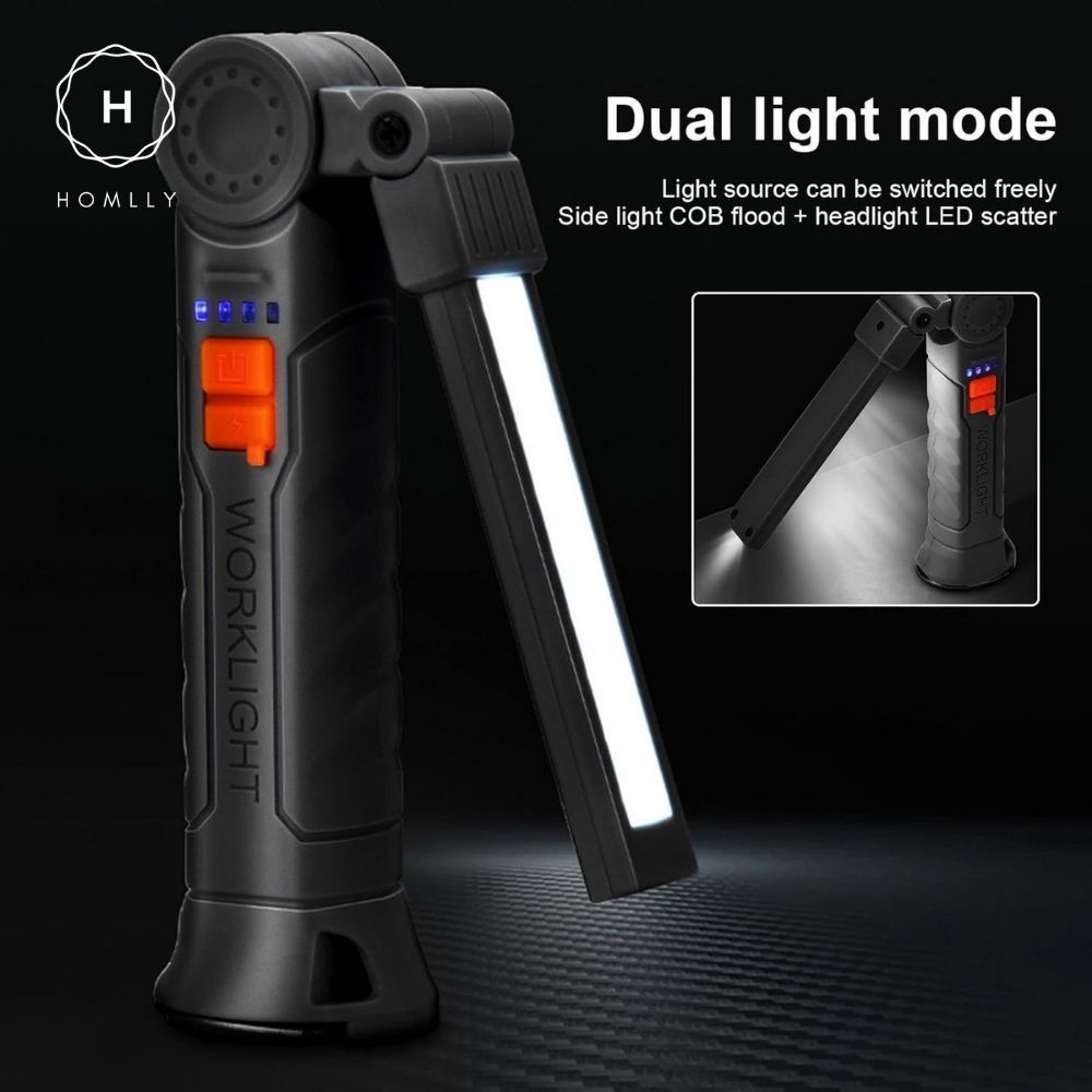 Homlly Portable Magnetic Rechargeable LED Flash Light Torch Lamp with 360 Degrees Rotate