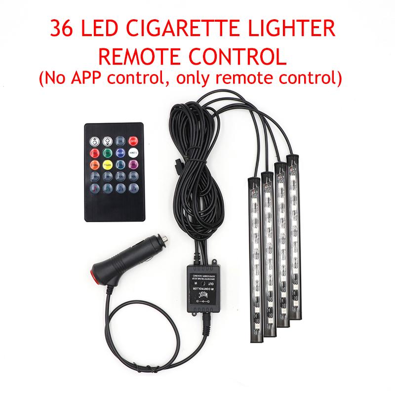 LED Car Foot Light Ambient Lamp With USB Wireless Remote Music Control Multiple Modes Automotive Interior Decorative