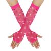 Diamond Studded Elastic Mesh Gloves, Half Finger Gloves