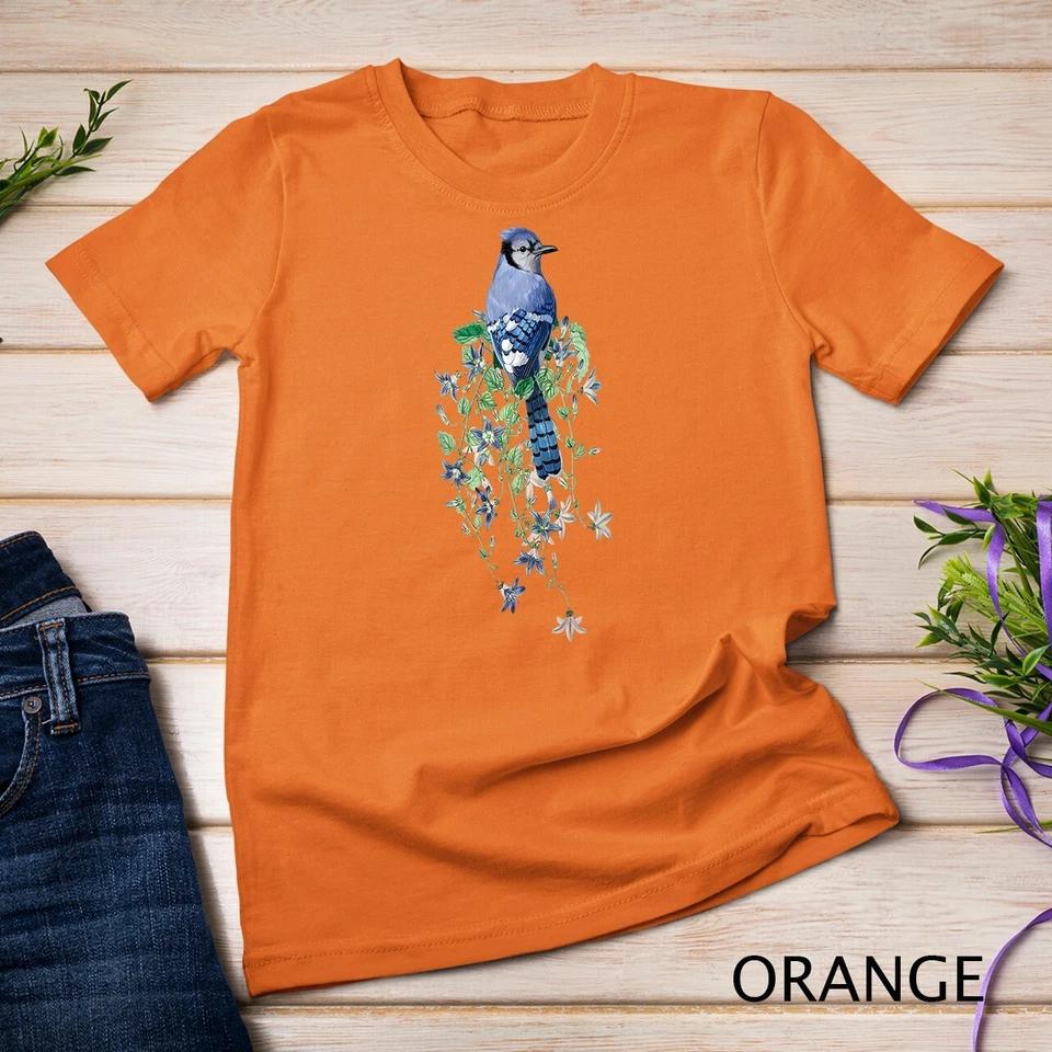 Flowers and Blue Jay Unisex T-shirt 9 3XL