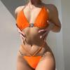 2025 European and American Solid Color Women's Sexy Bikini Split Swimsuit
