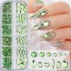 3D Nail Art Rhinestones 12-Grid Super-Shiny Flatback Rhinestones Decorative Nail Art Adhesive Multiple Shapes Diy Nail Designs