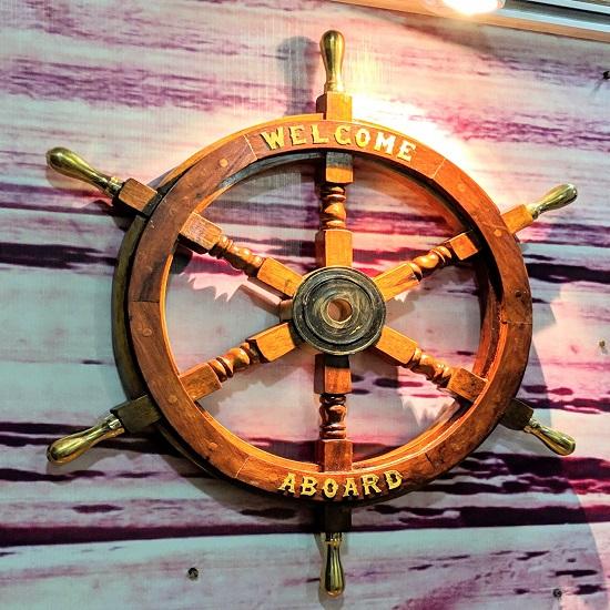 Schiffsrad aus Holz, Weihnachtsgeschenk Wanddekoration, Antike Wanddekoration
