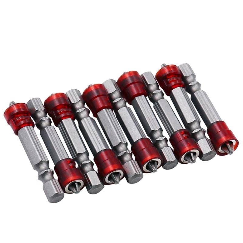 Screwdriver Bits Red Head Magnet Driver Hex Shank with Magnetizer Cross Magnetic Bit Hand Electric Screw Tool Accessories