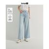 Inman French Style High-Waist Wide-Leg Cropped Denim Pants