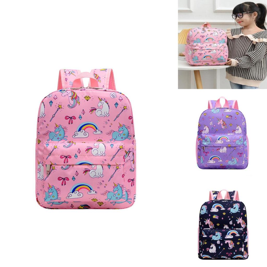 Cute Nylon Unicorn School Backpack For Girls Fashionable Print And Durable