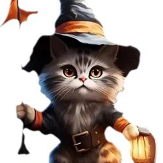 Cat Pendant Halloween Decoration Witch Cat Lantern Ornament Cute Hanging Acrylic Pendant for Car Bag Keychain Decor