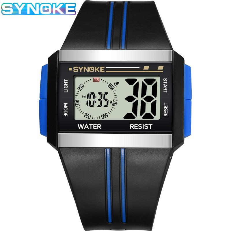 Top Brand New Electronic Watch Square Dial Explosive Watch Multifunctional Waterproof Luminous Men's Large Screen Wristwatch