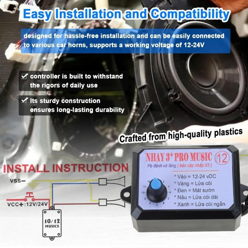 12 Sound Car Horn Controller Electric Horn Speaker 12V 24V Car Truck Air Horn Controller Automobile Speaker Horn