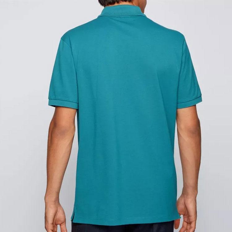 HUGO BOSS Polo Shirts Men's Turquoise Blue Polo Collar Moderate Straight Fit 50425985-425