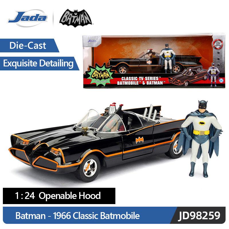 JADA 1966 Classic Batmobile with Batman & Robin Figures 2.75" / 1:24 Scale Diecast Model JD98259