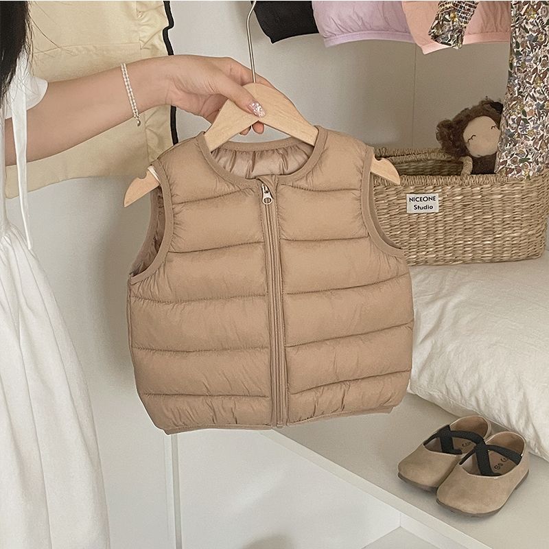 Gilet leggeri in cotone imbottiti di piuma per bambine, Gilet e panciotti per bambini, Gilet in cotone per bambini Autunno/Inverno