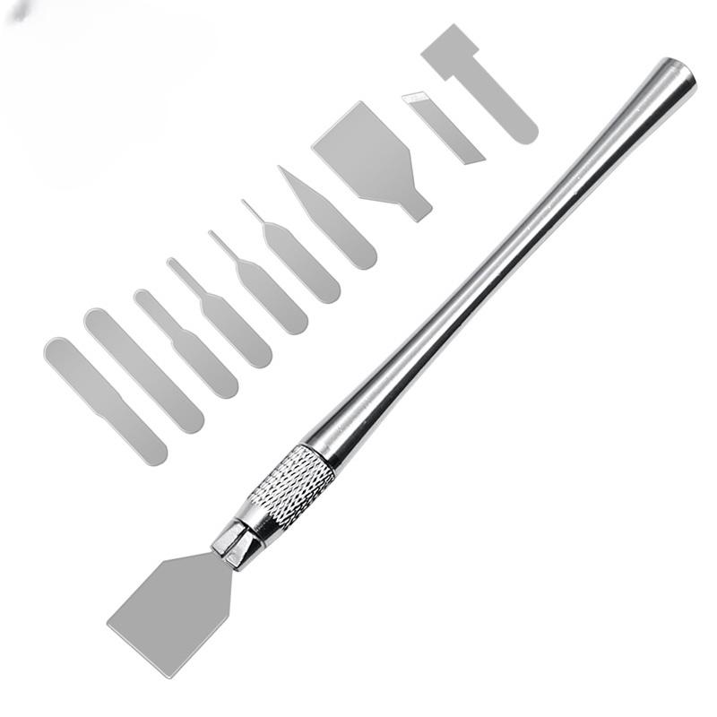 

Набор из 11 предметов ножей для вскрытия ЦП, ручные инструменты из нержавеющей стали, профессиональный набор для удаления микросхем IC BGA, со сменными лезвиями для телефона и компьютера 11pcs серебряный