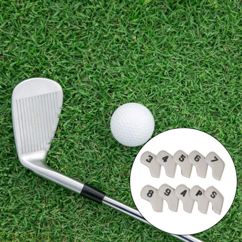 A1A2 10Pcs Wedges Iron Club Protective Headcover Putter Protector PU Leather Golfs Iron Club Head Cover Golfs Supplies