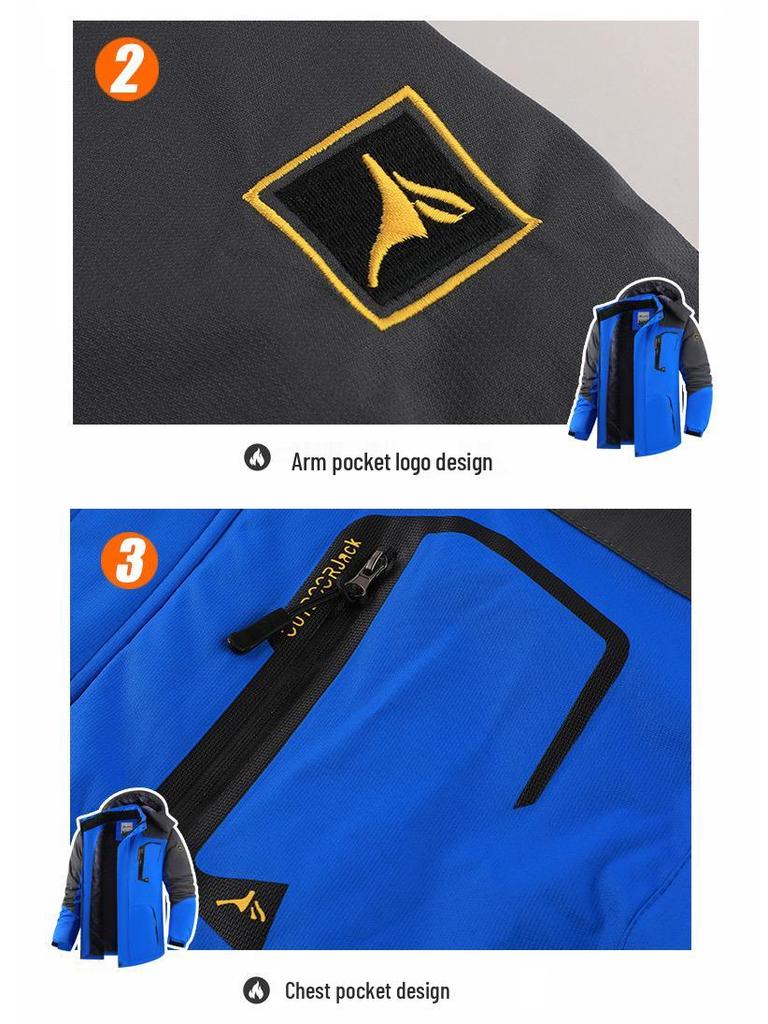 Cross-Border Outdoor Windproof Plus-Size Fleece-Lined Winter Windbreaker Jacket for Skiing and Fishing