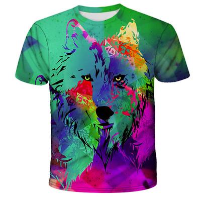 Men's New Product Animal Series 3D Printe Wolf T-shirt Men's Casual Sports Short Sleeved T-shirt