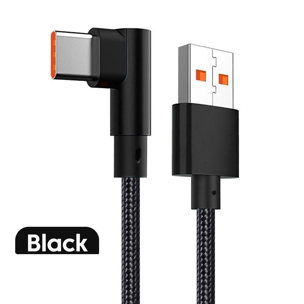

Max 6A USB Type C Cable 90 Degree Elbow Game Fast Charging Type C Cable For Huawei Honor Xiaomi Weaving USB-C Cord 0.25/1/1.5/2M 0.25m чёрный