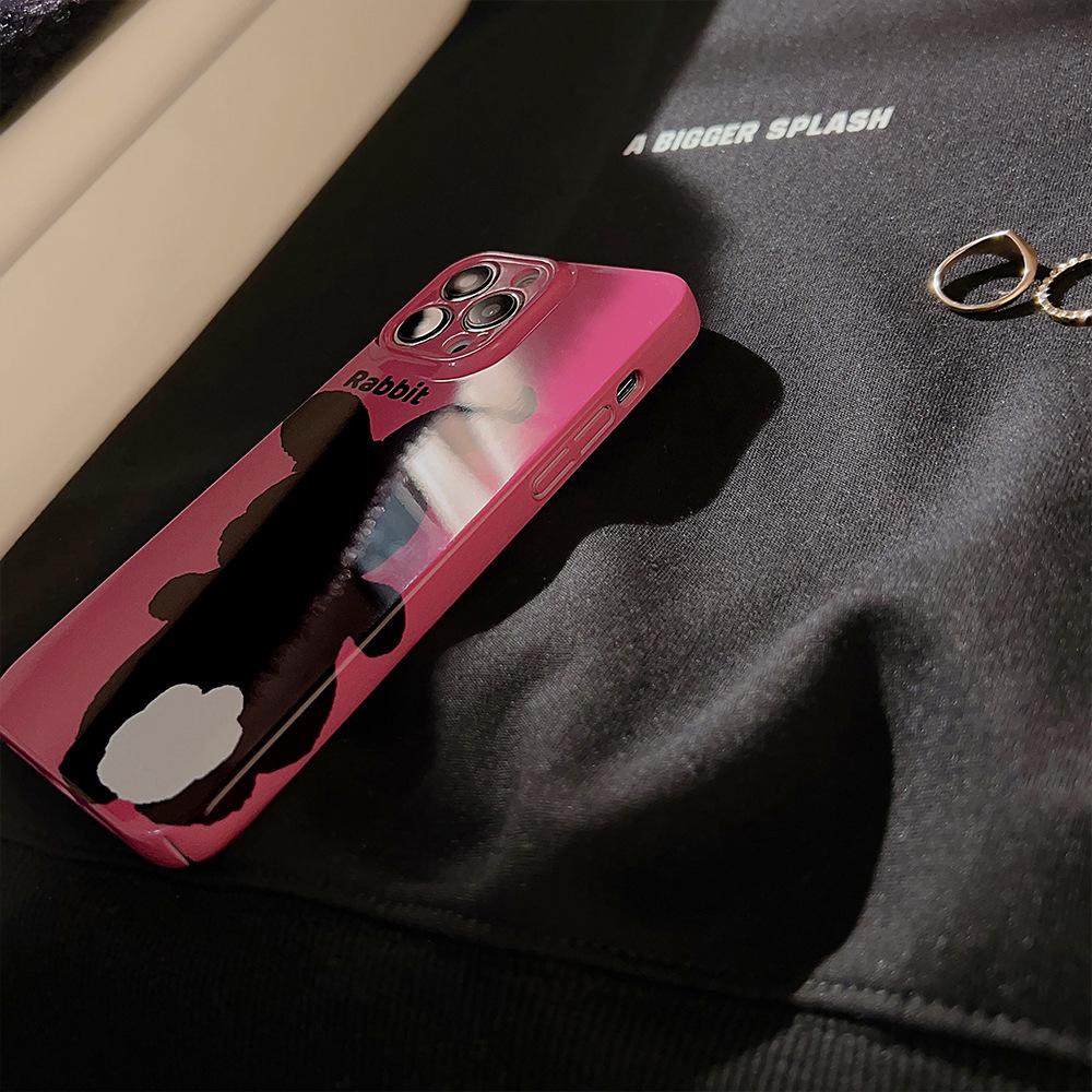 Black Rabbit Back IPhone 14 Apple Phone Case 13Pro Max Simple 11 Suitable for 1516 Film 8 Hard