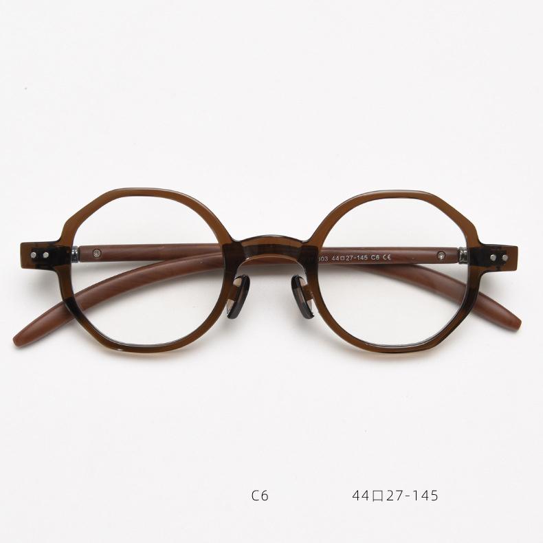 Vintage Round Anti Blue Light Reading Glasses Men Women Fashion Polygon Wood Grain Small Frame Lightweight Eyeglasses Plus +2 +5