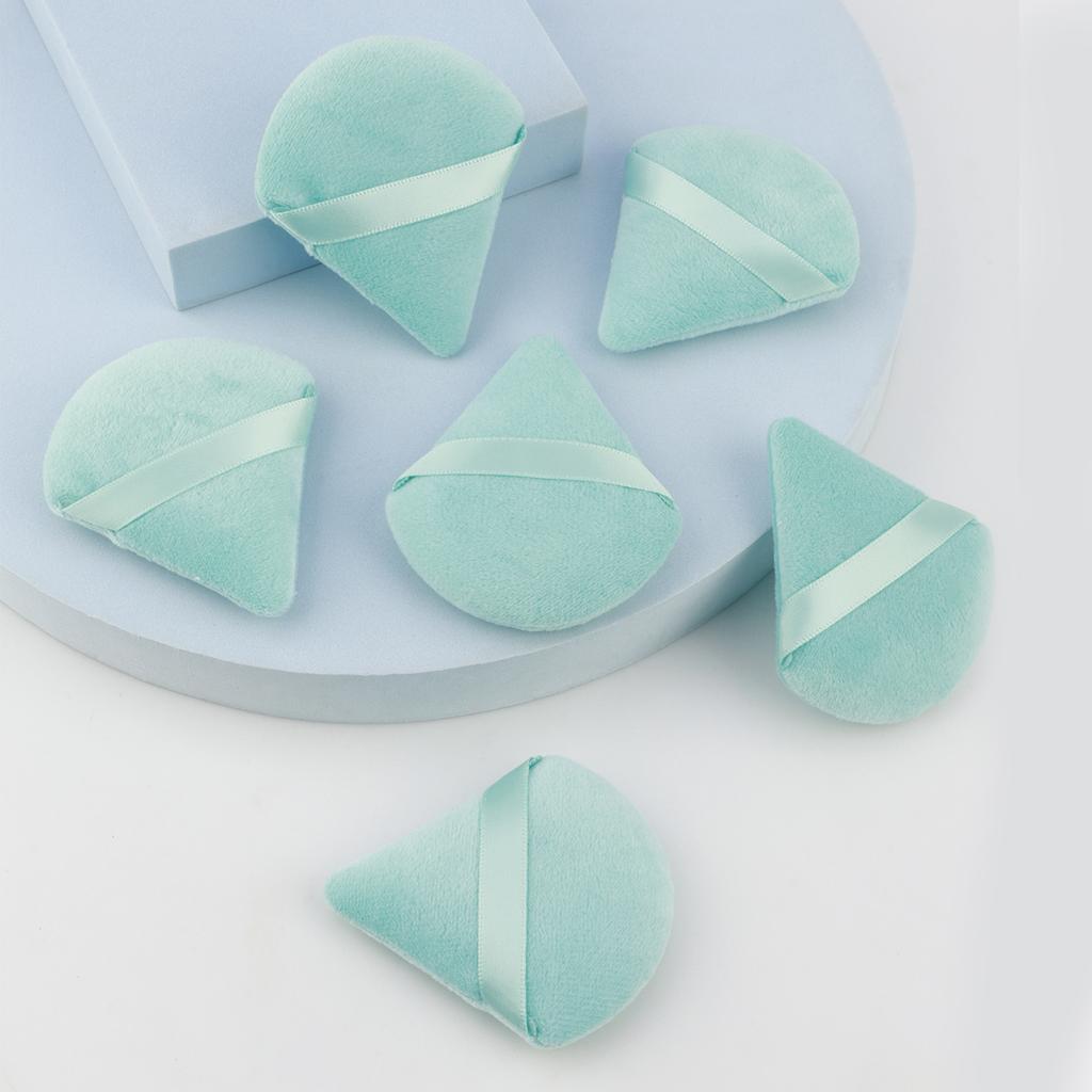 6 Pcs Powder Puff Face Makeup Sponge Soft Velour Triangle Powder Puffs For Loose Powder Body Powder Cosmetic Foundation Beauty