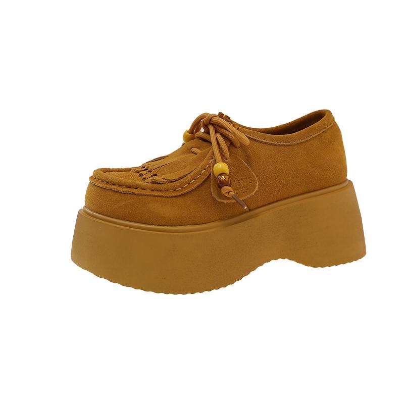 Fashion 2025 NEW Women's Fashion Casual Shoes Round Head Lace-up Shoes To Increase The Waterproof Platform Single Shoes