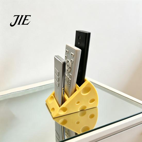Multi-compartment Remote Holder Control with 3 Compartments 3D-Printed Cheese-Shaped Efficient Storage Solution Desk Organizer for Table Nightstand