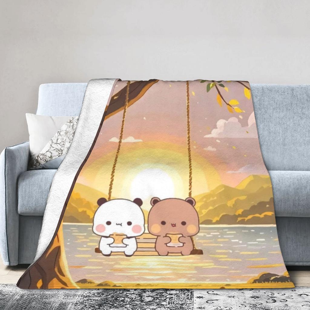 Bubu & Dudu Appreciating Lanterns Flannel Blankets Winter  Super Soft Throw Blanket for Home Decor Novelty Bedspread Bed Cover