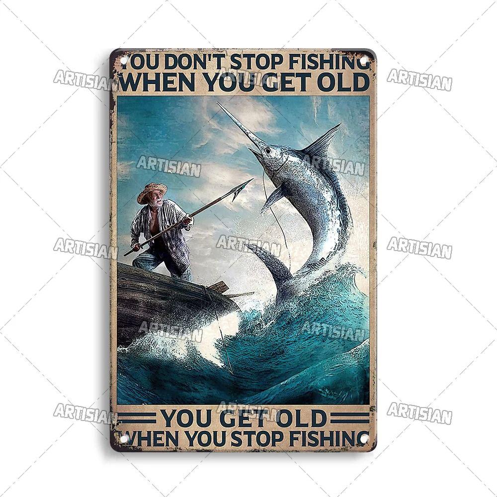 Boy Who Loved Fishing Metal Sign, Gift for Fisherman 20x30cm