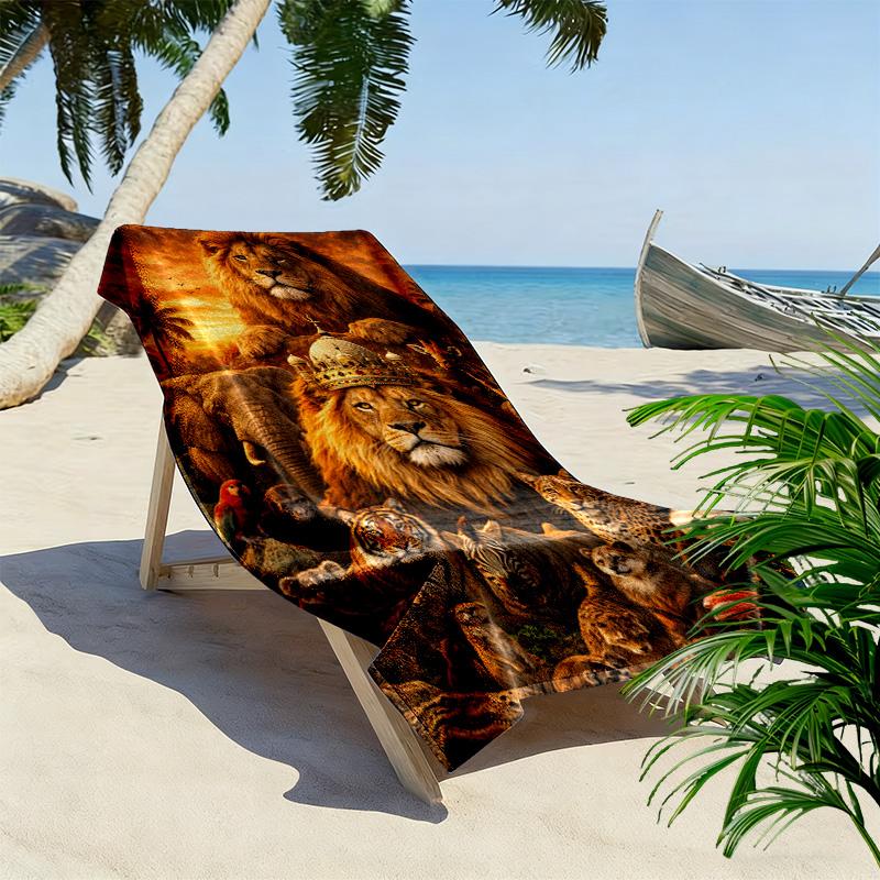 Strandtuch mit Afrikanische Tiere Print, Großes Weiches Schnelltrocknendes Handtuch für Strand Camping Schwimmen