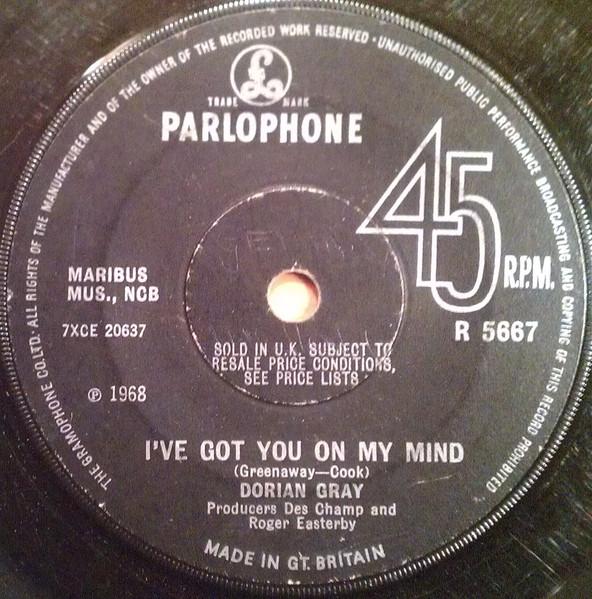 7-дюймовая пластинка DORIAN GRAY - I've Got You On My Mind R5667 Parlophone 1968 UK Рок Б/У