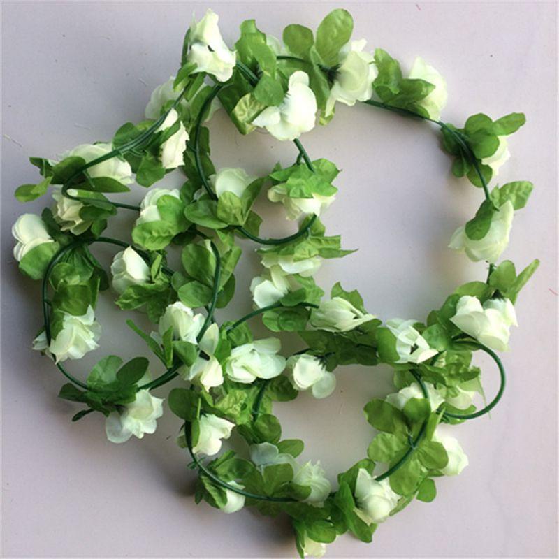 Elegant Floral Garland Fake Silk Rose Artificial Flower Vine For Festive Home Decorations