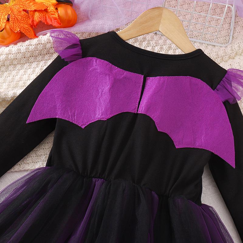 Halloween Girls Witch Princess Mesh Skirt Dress