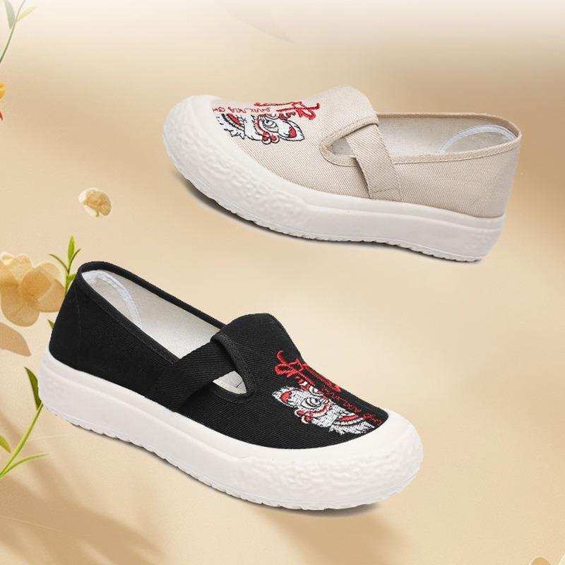 Spring and summer new old Beijing women's fashion canvas shoes breathable and comfortable one-pedal lazy shoes fashionable versatile fisherman shoes