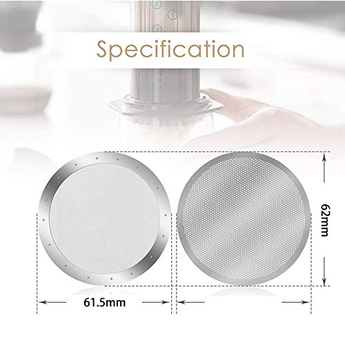Bumdenuu 3-Pack Metal Reusable Coffee Filter Mesh for Aeropress Coffee Makers and Espresso Makers, Silver